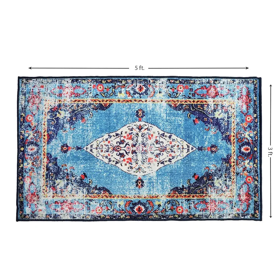Status Contract 3 x 5 Feet Multi Printed Vintage Persian Carpet Rug Runner for Bedroom Living Area/Home with Anti Slip Backing