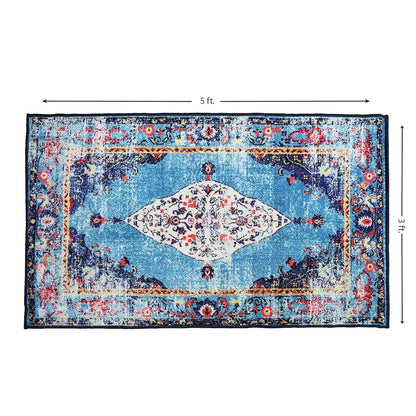 Status Contract 3 x 5 Feet Multi Printed Vintage Persian Carpet Rug Runner for Bedroom Living Area/Home with Anti Slip Backing