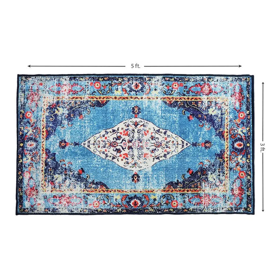 Status Contract 3 x 5 Feet Multi Printed Vintage Persian Carpet Rug Runner for Bedroom Living Area/Home with Anti Slip Backing