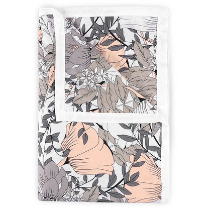 Divine Casa 100% Cotton Reversible Single Bed Dohar Lightweight AC Blanket Colour Floristry Slate & Coral