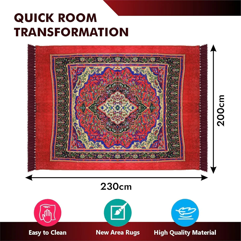 Kuber Industries Carpet Velvet Carpet-Rug for Home Decor Carpet Rug for Bedroom Red