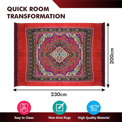 Kuber Industries Carpet Velvet Carpet-Rug for Home Decor Carpet Rug for Bedroom Red