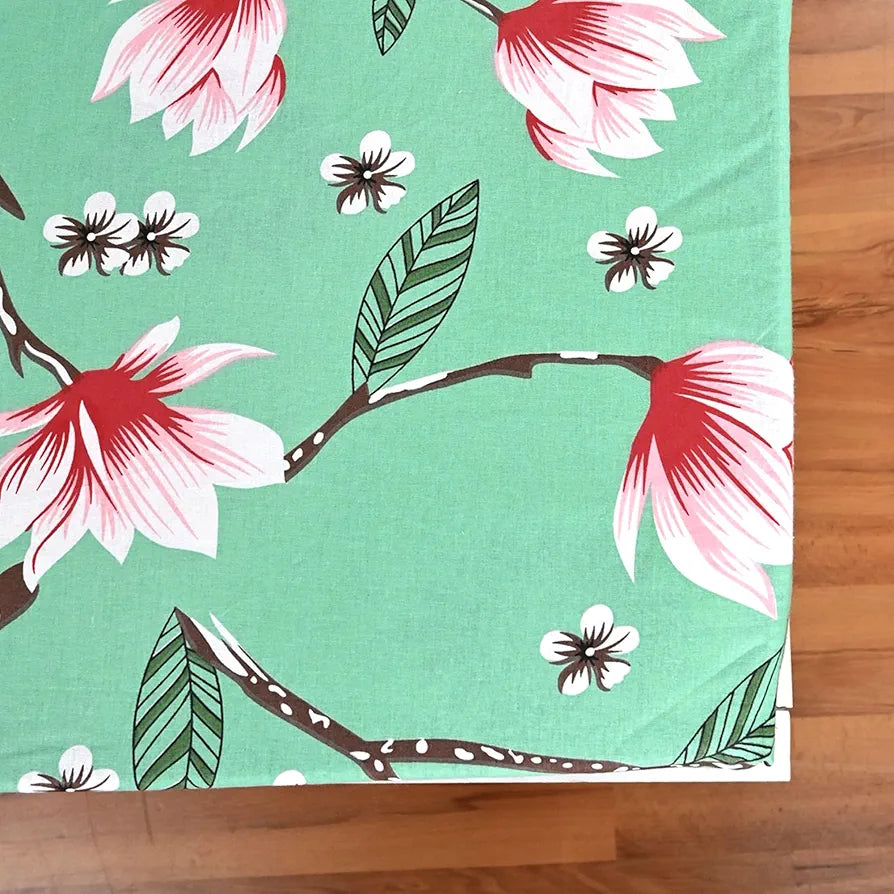 Divine Casa Floret 100% Cotton Double Fitted Bedsheet 144 TC Colour Blossom Haven Mint