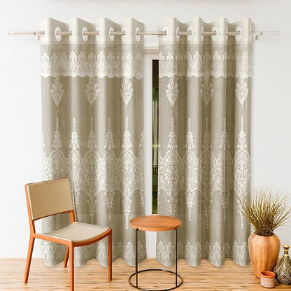 Kuber Industries Door Curtains Premium Drapes for Bedroom SY15ZZ Cream Colour