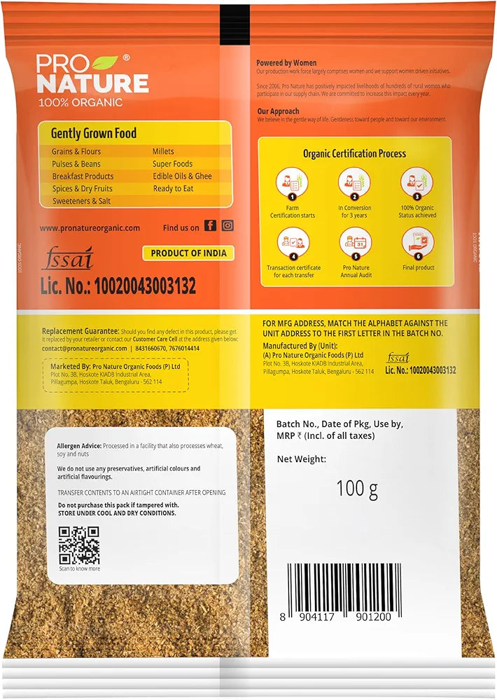 Pro Nature Organic 100% Organic Cumin Powder - 100 Gm