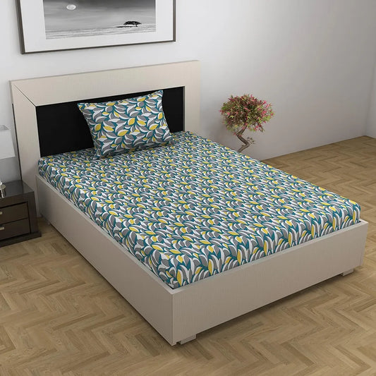 Divine Casa 144 TC 100% Cotton Bedsheet for Single Bed with 1 Pillow Cover Colour Rustic Brown