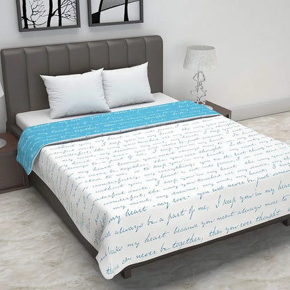 Divine Casa 120 GSM Microfiber Reversible Lightweight Printed Double Bed AC Dohar Blanket Colour Ethereal Blue TC - 120