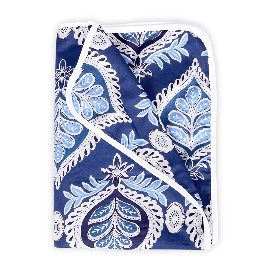 Divine Casa Floret 100% Cotton Single Kids Dohar 120 GSM Soft & Lightweight Throw Blanket Colour Dazzling Blue