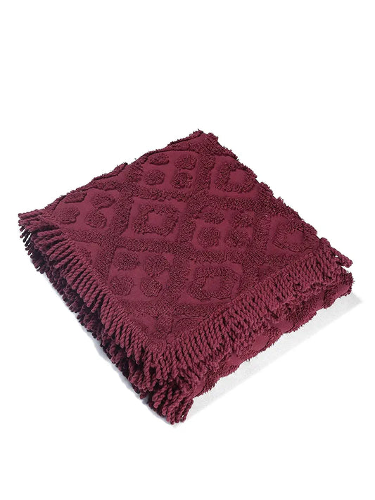 Saral Home Easy Living Soft Cotton Tufted 2 Seater Sofa Cover Throw Colour Maroon