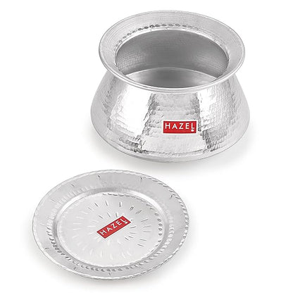 Hazel Aluminium Hammered Finish Handi with Lid Biryani Rice Cooking Pot Degri Tope