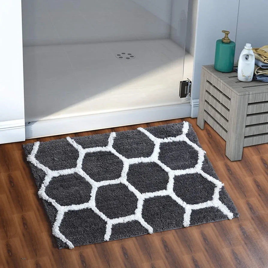Aerohaven Abstract Modern Anti Slip Bathmat Grey Colour
