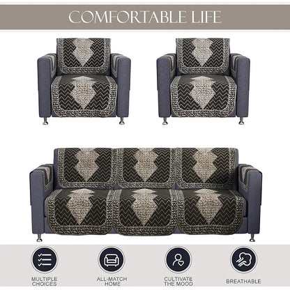 Kuber Industries Set of 16 Fully Covered Sofa Cover 5-Seater Stone Mayur Dark Grey & Brown
