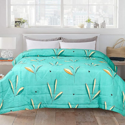 Bsb Home 2nd Gen 220 Gsm Microfiber Reversible Ac Comforter blanket For Winter King Size Double Bed (230X250 cm, Blue Flower)