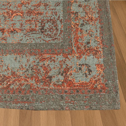 Sajavat Home Cotton Printed Floor Rug Colour Green Multi
