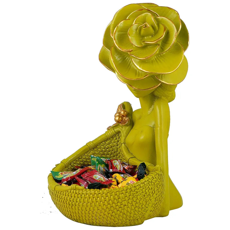 Zart Lady with Basket Showpiece for Home Decor Showpiece & Office Decor Showpiece