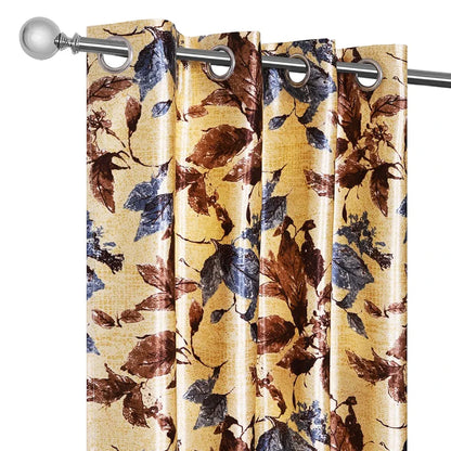 Cloth Fusion Polyester Door Curtain 7 Feet Set of 2 Brown