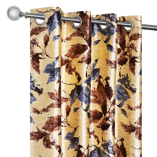 Cloth Fusion Polyester Door Curtain 7 Feet Set of 2 Brown