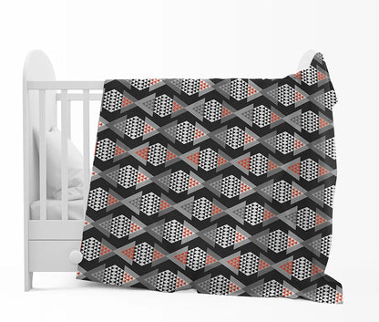 Divine Casa 120 GSM Microfiber Single Kids Dohar Soft & Lightweight Throw Blanket Geometric Pattern Colour Blue and Grey