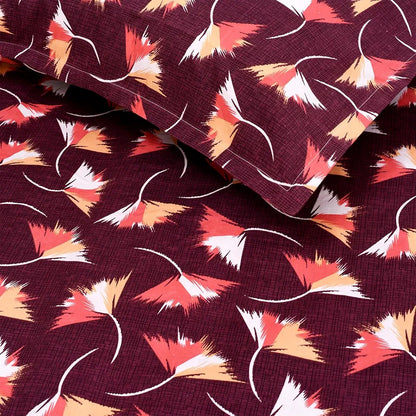 Status Contract Spring Summer Collection Rich Double Bedsheet with 2 Pillow Colour Maroon