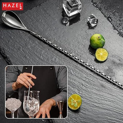 Hazel Satinless Steel Bar Spoon Teardrop Twisted Design Bar Stirrer