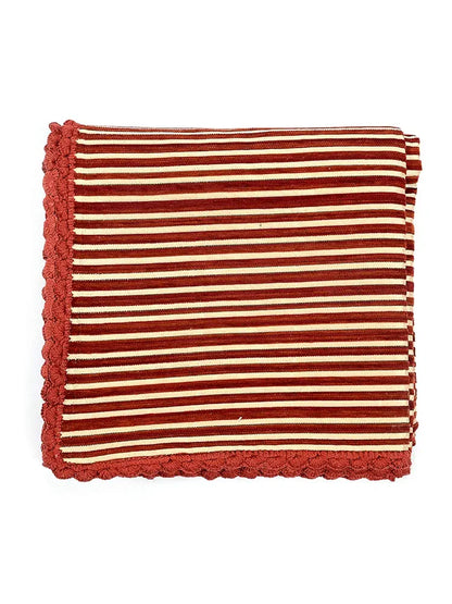Saral Home Easy Living Polyester, Polyester Blend Striped Soft Decorative Viscose Chenille Sofa Covers/throw Colour Red & Red