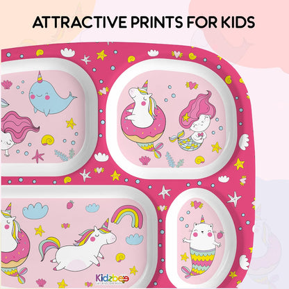 Cello Kidzbee Quadmeal Pink Parade Melamine Meal Set for Kids | Set Of 3