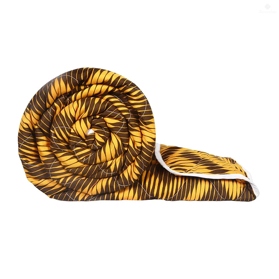 Divine Casa 120 GSM Microfiber Single Bed Comforter Soft & Lightweight Reversible AC Blanket Colour Orange Chevron