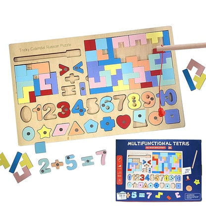 Kidology Multifunctional Tetris Montessori Educational Magnetic Letter Tangram Puzzle for Kids