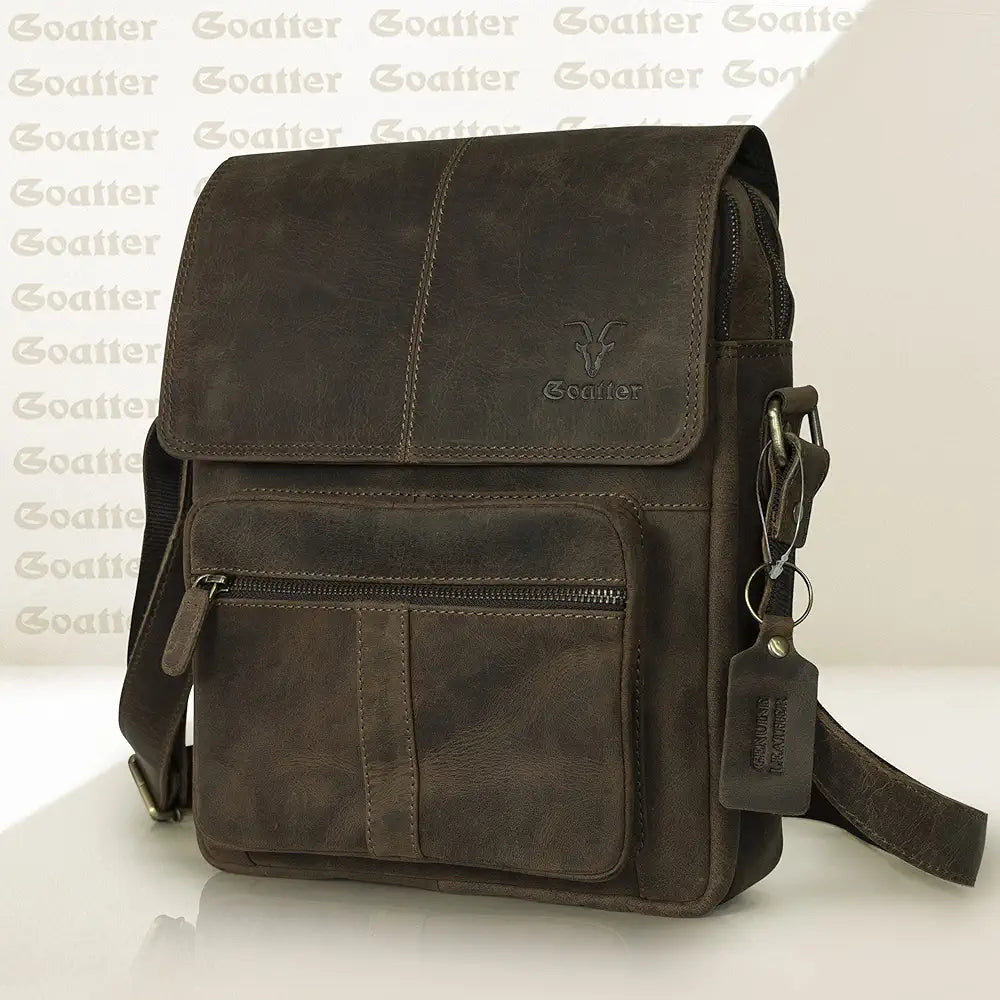 Goatter Hunter Leather 13" Shoulder Crossbody Travel Messenger Bags 