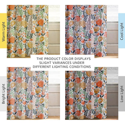 Cloth Fusion Blackout Printed Premium Door Curtains 9 Feet Long Set of 2 White Roses
