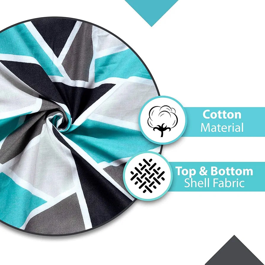 Divine Casa 100% Cotton 144 TC Reversible Geometric Printed Double Bed AC Dohar Blanket for Mild Winter TC - 144 Colour Crystal Teal
