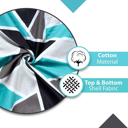 Divine Casa 100% Cotton 144 TC Reversible Geometric Printed Double Bed AC Dohar Blanket for Mild Winter TC - 144 Colour Crystal Teal