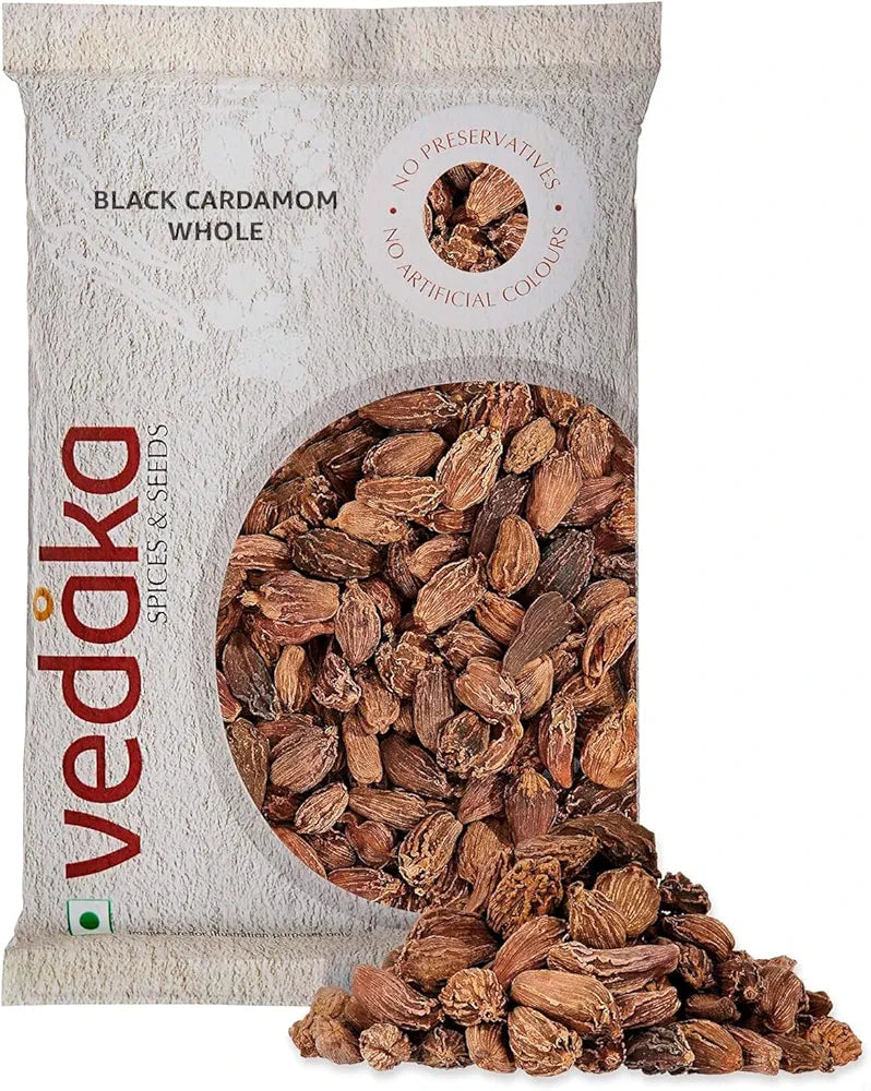 Amazon Brand - Vedaka Black Cardamom Whole | 100 g | Kali Elaichi | No Added Colours Or Preservatives