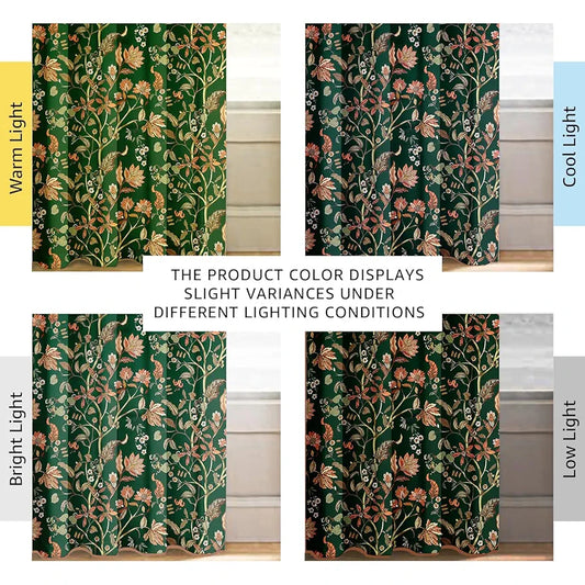 Cloth Fusion Blackout Printed Premium Door Curtains 7 Feet Long Set of 2 Green Dream