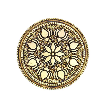 Anciently Round Chowki | Pooja Brass Chowki, Gold Colour, 1 Piece , Religious