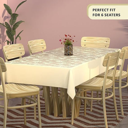 Kuber Industries 60x90 Inches Net Durable Dining Table Cover 6 Seater Light Cream cover