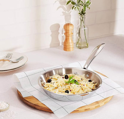 Femora Tri-ply Frying Pan 24 Cm Capacity 1.8 L Without Lid | Healthy Cooking | Induction Safe | Stain Resistant | Zero Coating