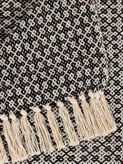 Sashaa World Soft Throw Blanket Colour Black/Natural