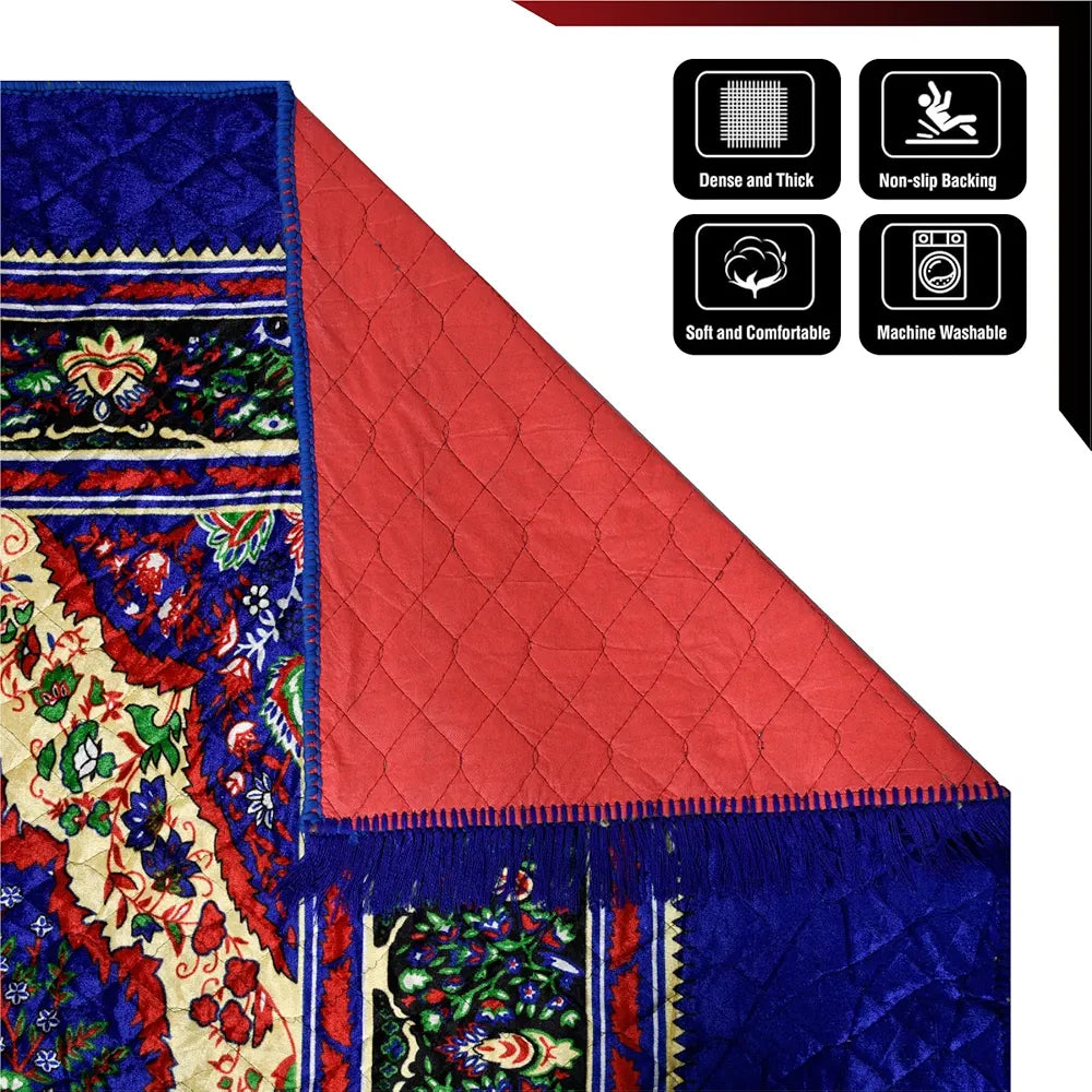 Kuber Industries Carpet Velvet Carpet-Rug for Home Decor Carpet Rug for Bedroom Blue