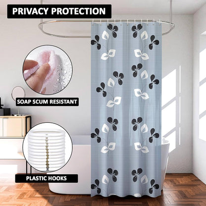 Kuber Industries Shower Curtain Bathroom Shower Curtain 8 Rings Curtain Painting Grey