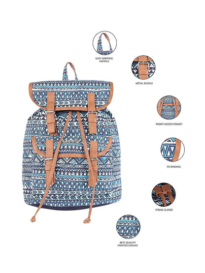 Astrid Canvas Girls Backpack Medium Size Color Blue