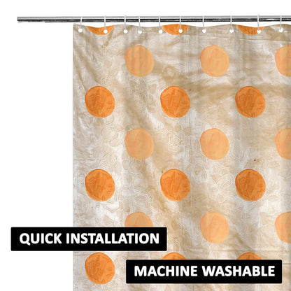 Kuber Industries Shower Curtain Bathroom Shower Curtain 8 Rings Curtain Dot Painting Golden