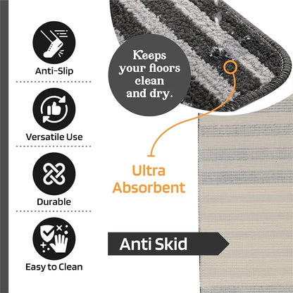 Kuber Industries Anti-Skid Water-Absorbent Door Mats for Home Pearl Lining Grey