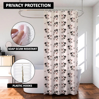Kuber Industries Shower Curtain Bathroom Shower Curtain 8 Rings Curtain Brown Rose Transparent