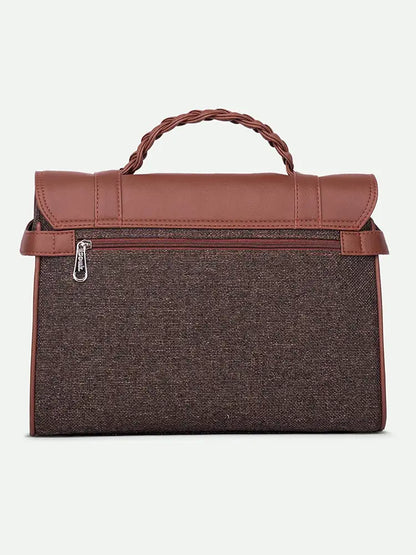 Zouk Women's Konkona Heritage Satchel Bag Jute & Leather