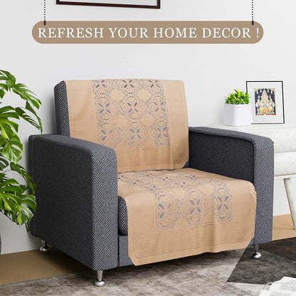Kuber Industries Sofa Cover Single Seater Sofa Cover Net Sofa Slipcover Set Self Flower New Jersey Golden