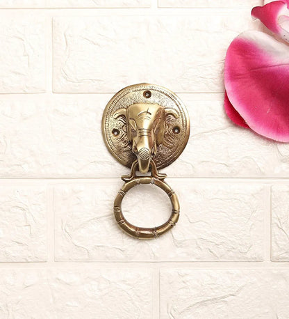 Two Moustaches Elephant Face Brass Door Knocker