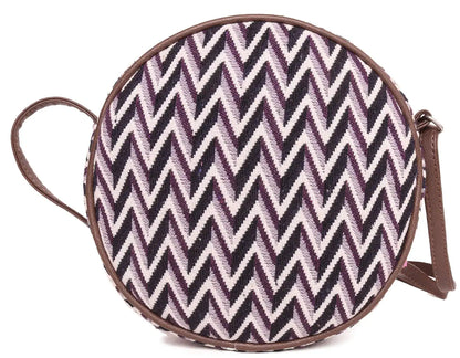 Astrid Women's Cotton Round Sling Bag with Pompom Tassels