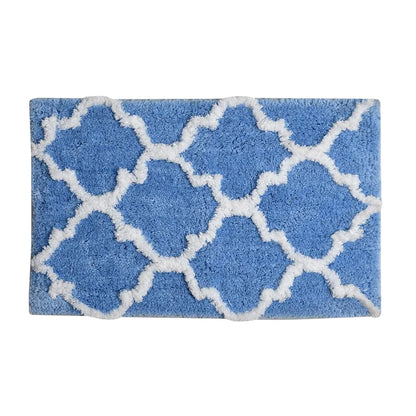 Aerohaven Glorious Super Soft Microfiber Abstract Moroccan Designer Anti Slip Bathmat Aqua Colour