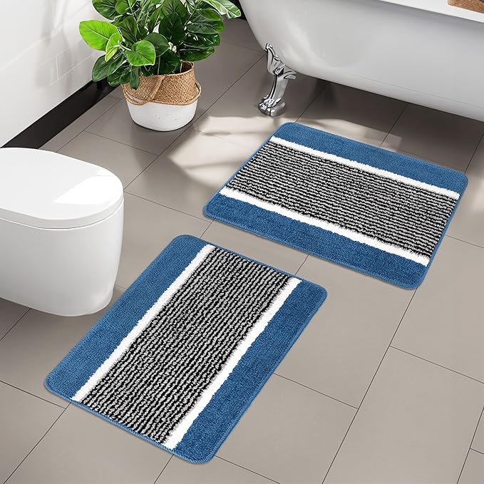 Kuber Industries Anti-Skid Water-Absorbent Door Mats for Home Micro Wings Lining Sky Blue